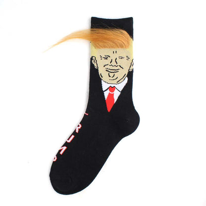 2024 President Donald Trump Spoof Funny Socks Men Women Character Abstract 3D Fake Hair Trump Crew Sokken Homme Dropship