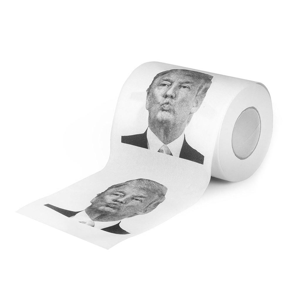 Donald Trump Roll Tissue Joke Fun Paper Tissue Gag Gift Non-fading Nontoxic Dustless Prank Creative Bathroom Toilet Roll Tissue