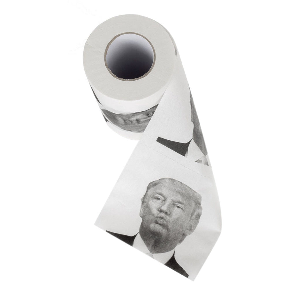 Donald Trump Roll Tissue Joke Fun Paper Tissue Gag Gift Non-fading Nontoxic Dustless Prank Creative Bathroom Toilet Roll Tissue