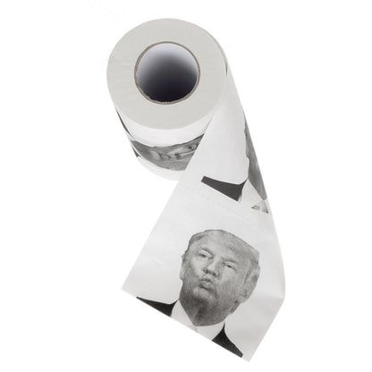 Donald Trump Roll Tissue Joke Fun Paper Tissue Gag Gift Non-fading Nontoxic Dustless Prank Creative Bathroom Toilet Roll Tissue