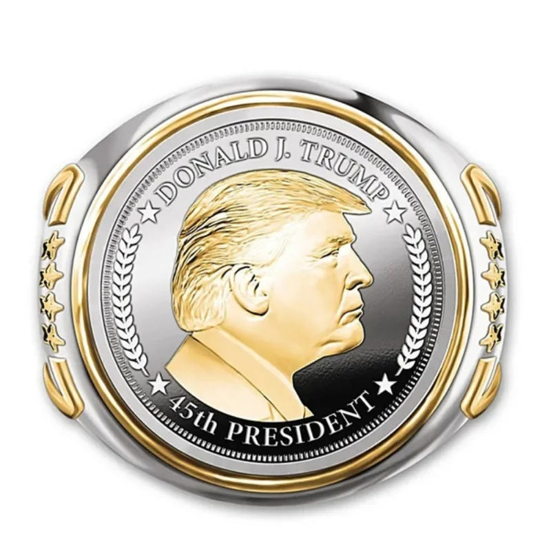 Hot-selling personalized US President Trump ring two-color European and American hip-hop Trump jewelry men