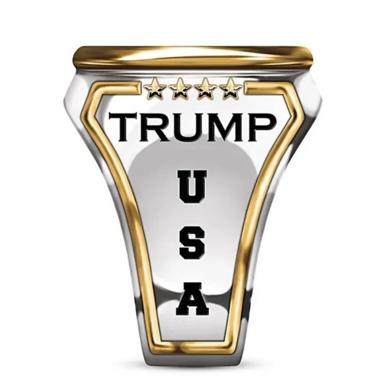 Hot-selling personalized US President Trump ring two-color European and American hip-hop Trump jewelry men