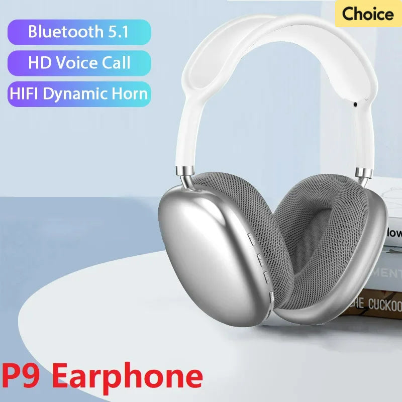 New P9 Wireless Bluetooth Headphones Noise Cancelling with Microphone Pods Over Ear Sports Gaming Headset for Apple iPhone