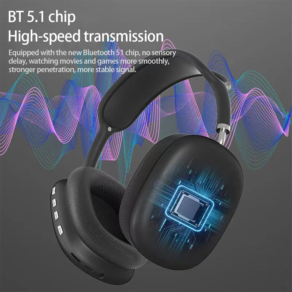 New P9 Wireless Bluetooth Headphones Noise Cancelling with Microphone Pods Over Ear Sports Gaming Headset for Apple iPhone