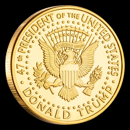 2024 Assassination Attempt Donald Trump Gold Coin US 47th President Souvenir Metal Crafts Fans Gift