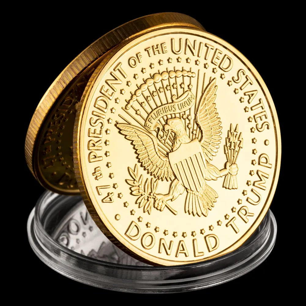 2024 Assassination Attempt Donald Trump Gold Coin US 47th President Souvenir Metal Crafts Fans Gift