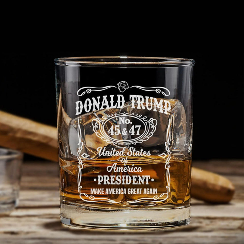 Trump-Whiskey Glass Make America Great Again Wine Glass Lasers Engraved Presidency Trump-Glasses Funny Unique Dad Present