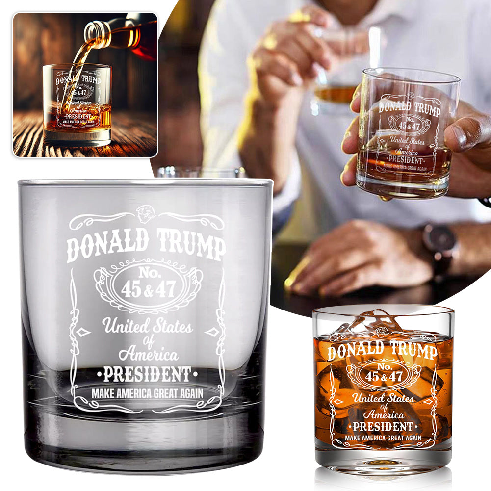 Trump-Whiskey Glass Make America Great Again Wine Glass Lasers Engraved Presidency Trump-Glasses Funny Unique Dad Present