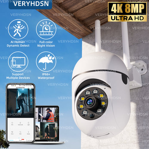 8MP PTZ WiFi Cam: Outdoor Security with AI