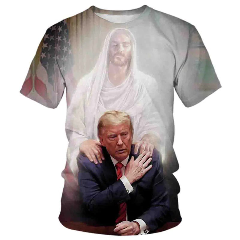 2024 Summer New Hotline Fashion 3d Printed Trump Pattern Men's T-shirt Large Size Loose Comfortable Breathable Fashion Top