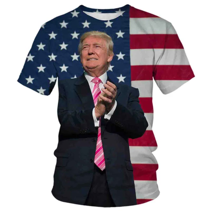 2024 Summer New Hotline Fashion 3d Printed Trump Pattern Men's T-shirt Large Size Loose Comfortable Breathable Fashion Top