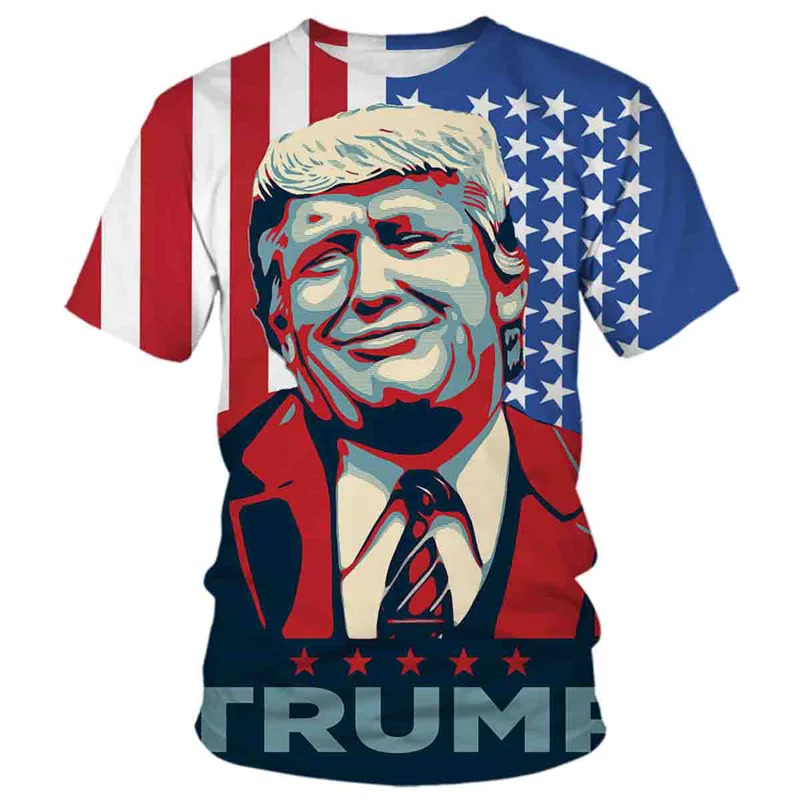 2024 Summer New Hotline Fashion 3d Printed Trump Pattern Men's T-shirt Large Size Loose Comfortable Breathable Fashion Top