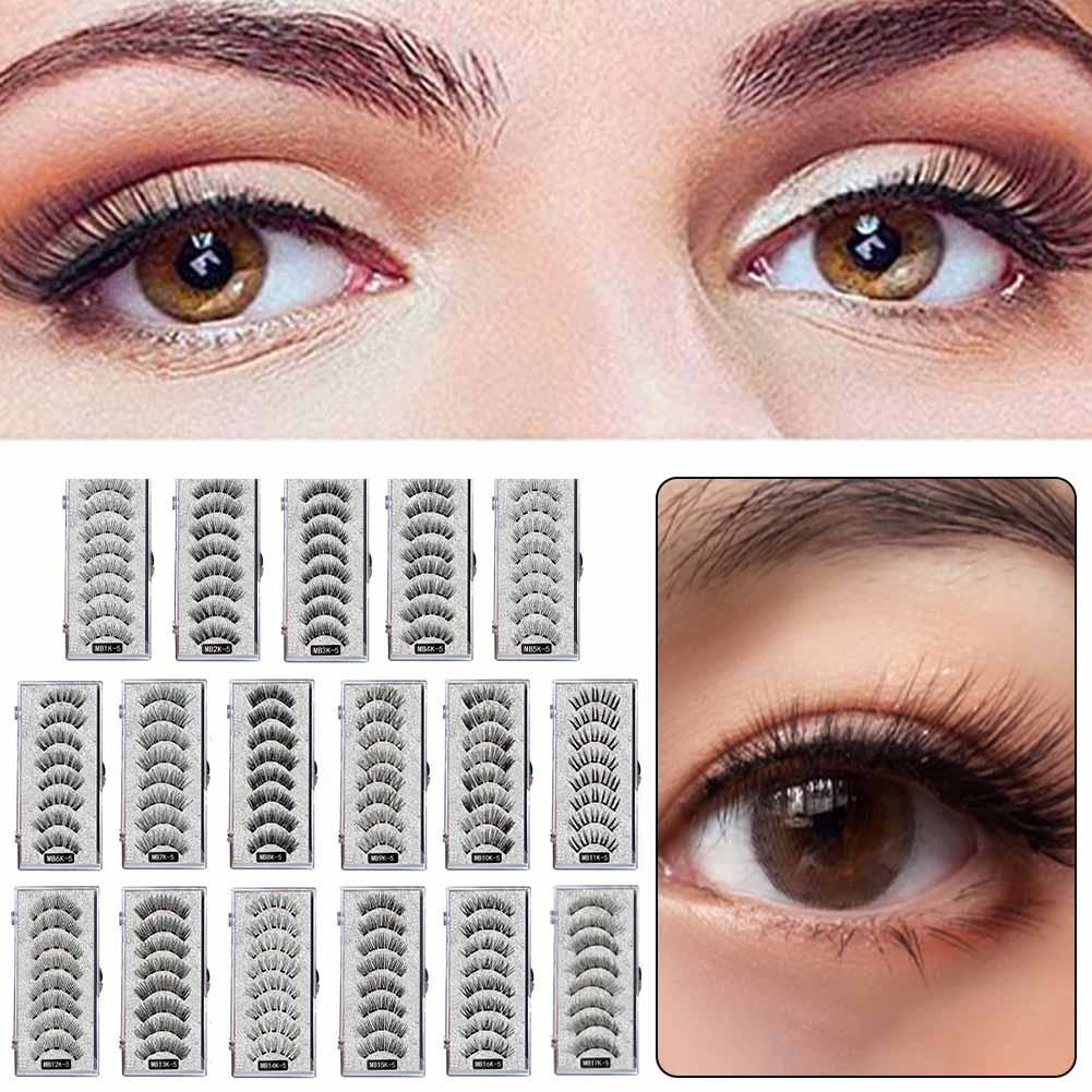 3D Natural Magnetic Eyelashes,With 5 Magnetic Lashes Shipping Box Eyelashes Handmade False Gift Reusable Support Drop Magne T6N2